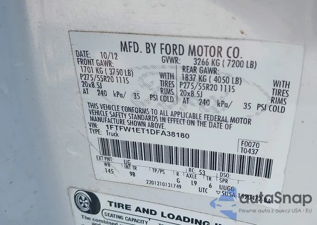 1FTFW1ET1DFA38180: 43591735