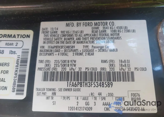 1FA6P8TH3F5348589: 43591745