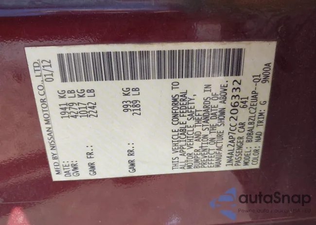 1N4AL2AP7CC206332: 43591752