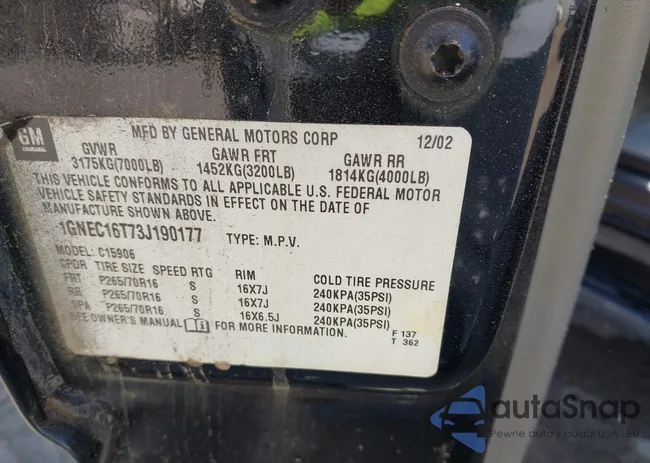 1GNEC16T73J190177: 43591805