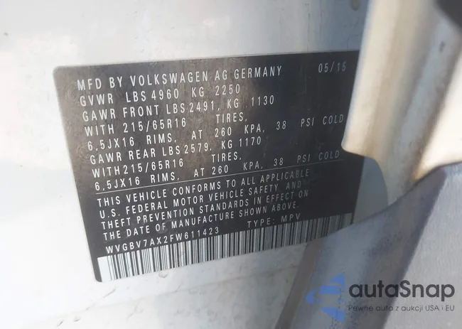 WVGBV7AX2FW611423: 43591815