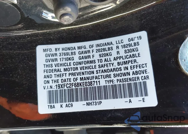 19XFC2F68KE038711: 43591869