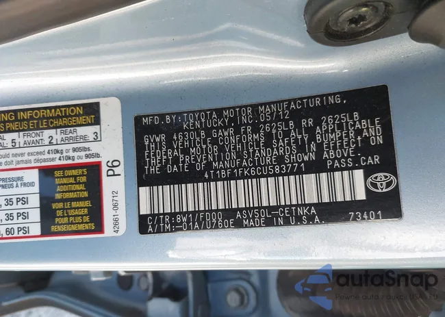 4T1BF1FK6CU583771: 43590949