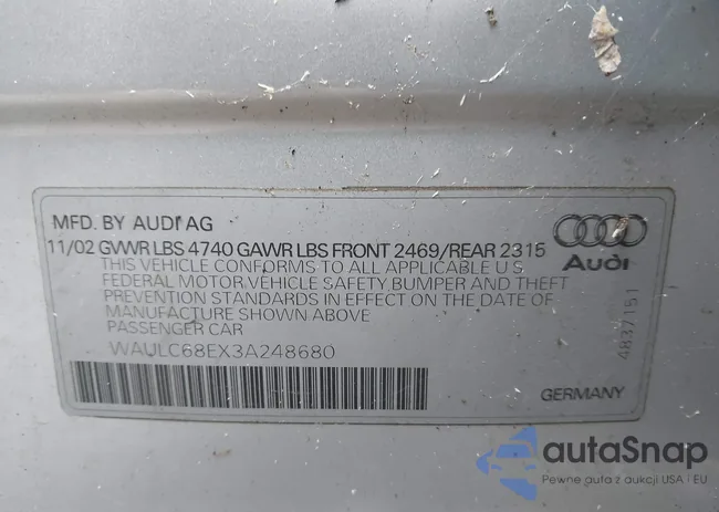 WAULC68EX3A248680: 43590963