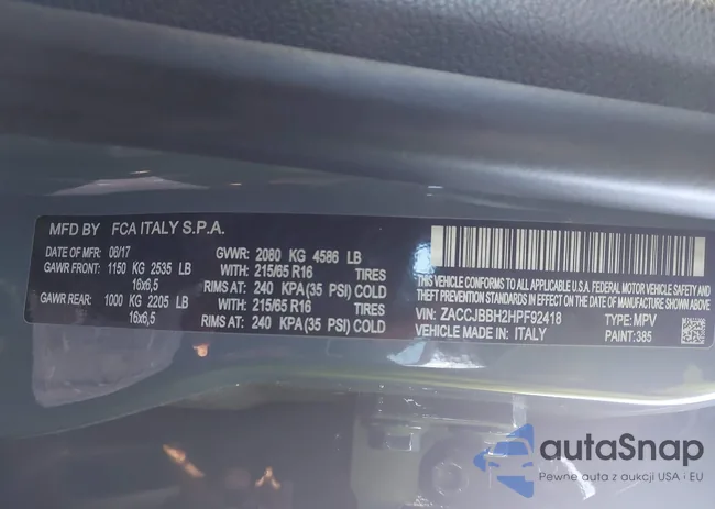 ZACCJBBH2HPF92418: 43591006