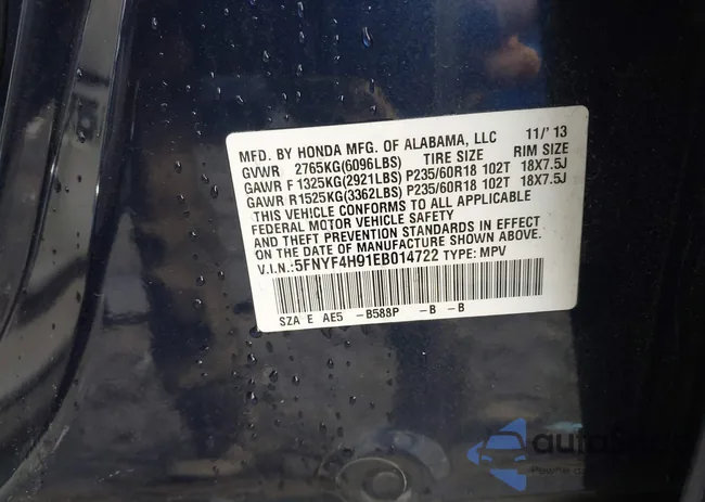 5FNYF4H91EB014722: 43591106