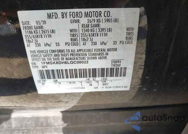 1FMSK8DH6LGC08022: 43591199