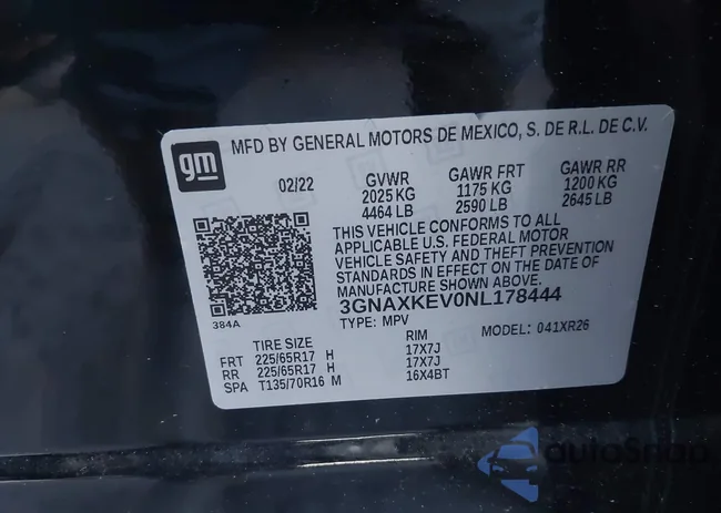 3GNAXKEV0NL178444: 43592304