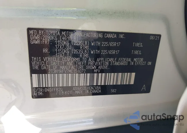 2T3H1RFV7MC151072: 43592323