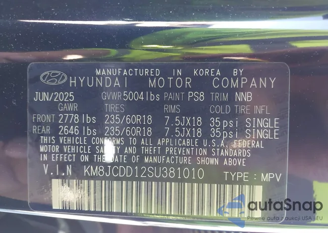 KM8JCDD12SU381010: 43592369