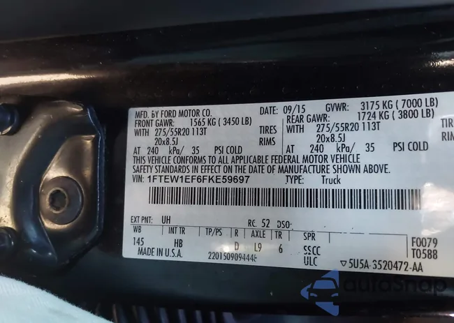 1FTEW1EF6FKE59697: 43592412