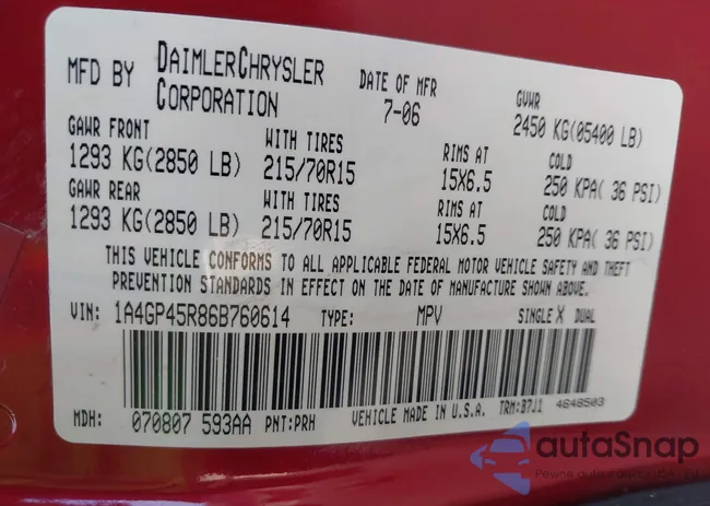 1A4GP45R86B760614: 43592520