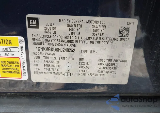 1GNKVGKD8HJ240252: 43592537