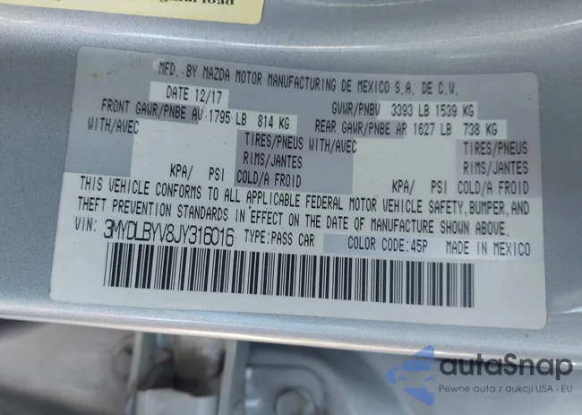 3MYDLBYV8JY316016: 43592611