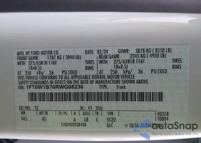 1FT6W1B76RWG08236: 43592687