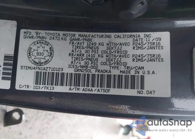 5TEMU4FN1AZ710123: 43592697