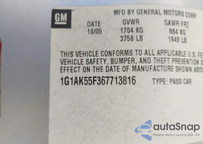 1G1AK55F367713816: 43592821