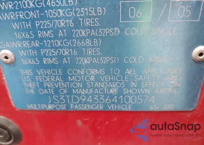 JS3TD943364100574: 43592851