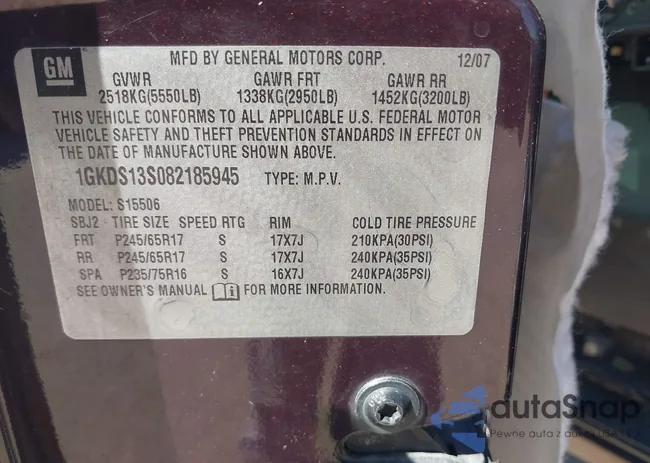 1GKDS13S082185945: 43592903