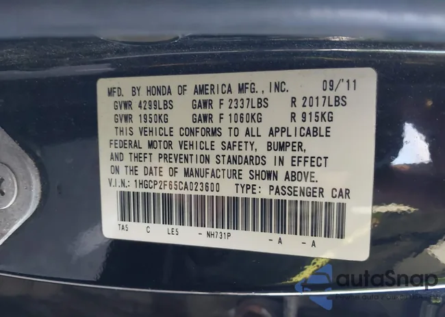 1HGCP2F65CA023600: 43591954