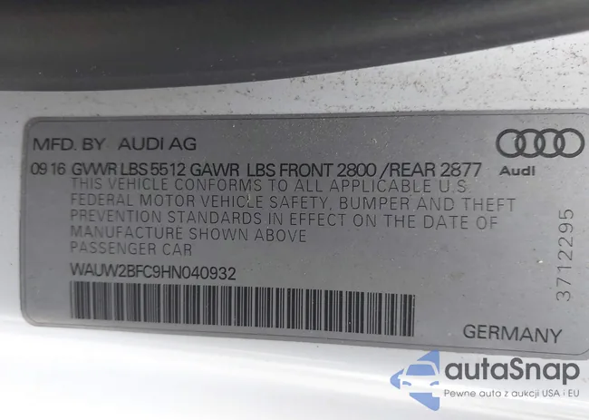 WAUW2BFC9HN040932: 43592002