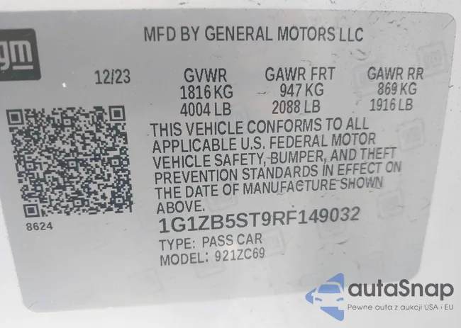 1G1ZB5ST9RF149032: 43593342