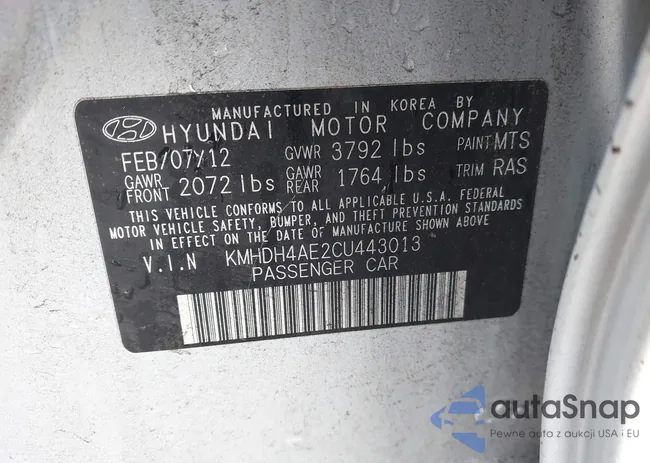 KMHDH4AE2CU443013: 43593422