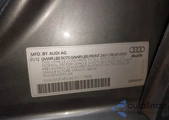 WAUWFAFLXCA111909: 43593589