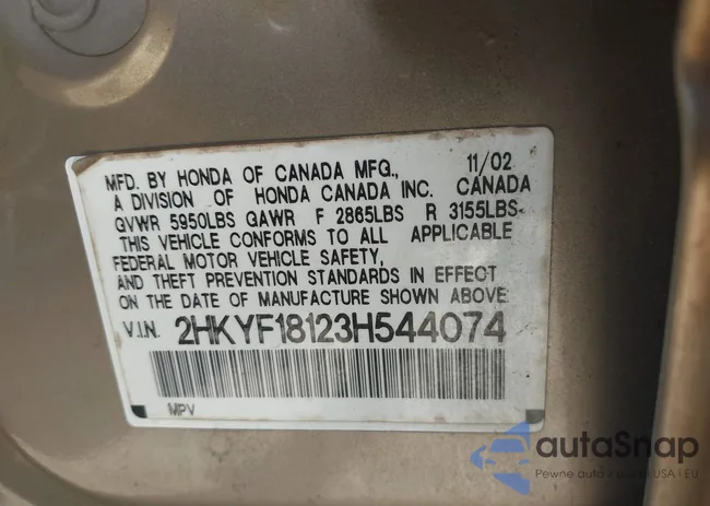 2HKYF18123H544074: 43593626