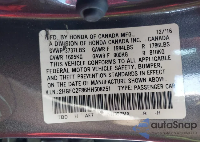 2HGFC2F86HH508251: 43593647