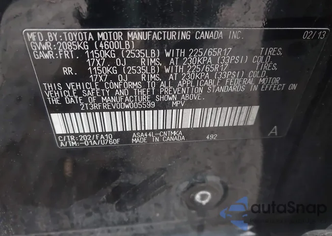 2T3RFREV0DW005599: 43593715