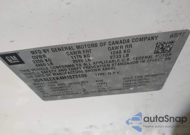 2GNALCEK4H1573109: 43593770