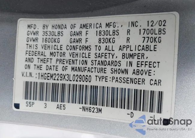 1HGEM229X3L029060: 43593772