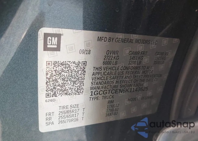 1GCGTCEN6K1143625: 43593852