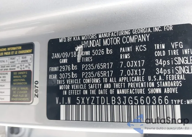 5XYZTDLB3JG560366: 43594311