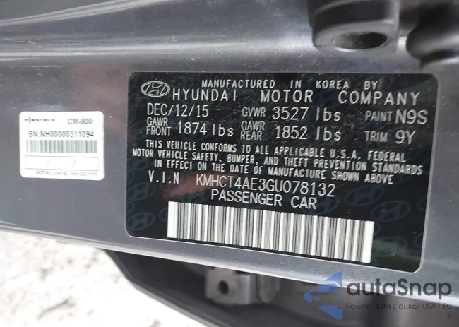 KMHCT4AE3GU078132: 43594570