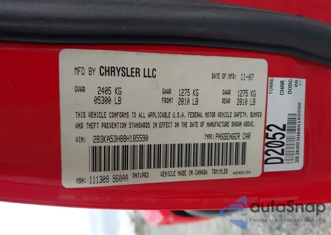 2B3KA53H88H185590: 43594614