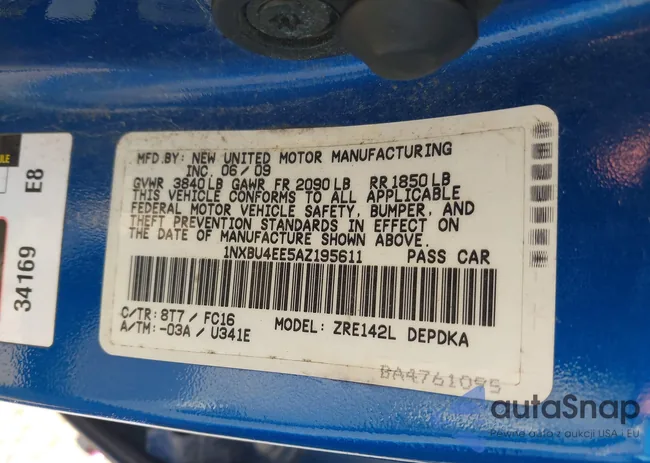 1NXBU4EE5AZ195611: 43594815