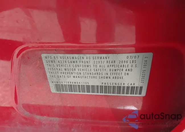 WVWGV71K88W041705: 43594820