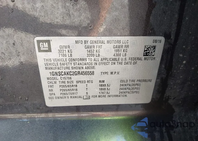 1GNSCAKC2GR456558: 43594838