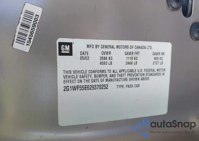 2G1WF55E629370252: 43594002