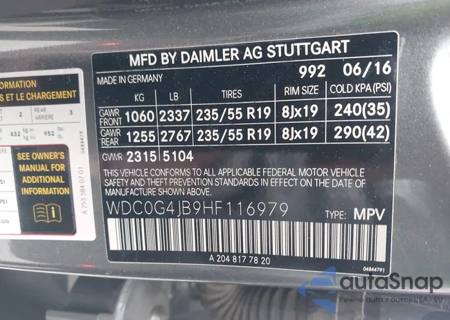 WDC0G4JB9HF116979: 43594195