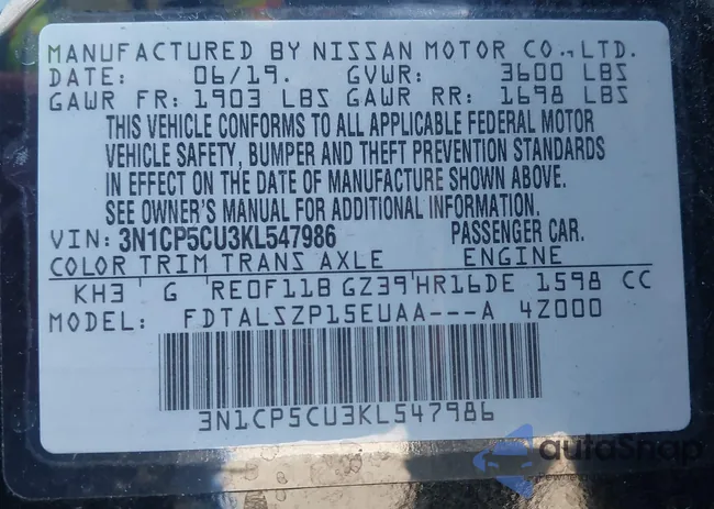 3N1CP5CU3KL547986: 43594211