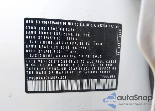 3VV3B7AX7LM064308: 43594259