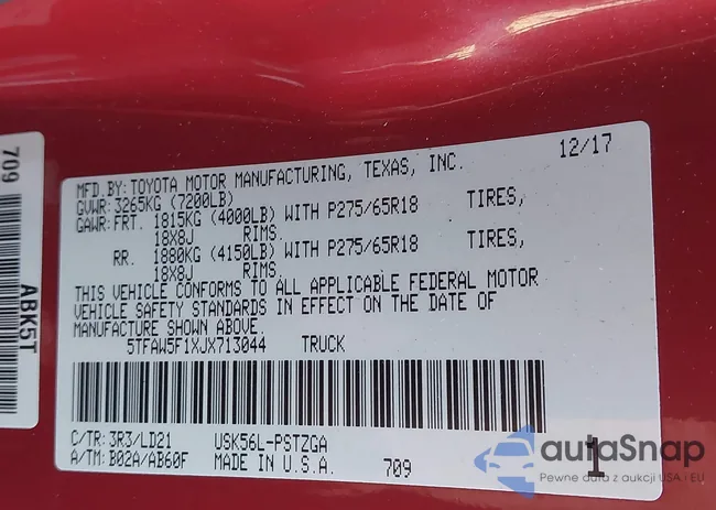 5TFAW5F1XJX713044: 43594285