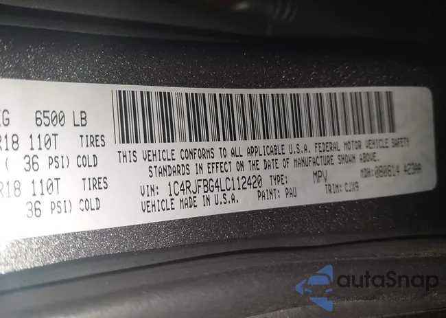 1C4RJFBG4LC112420: 43594291