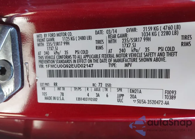 1FMCU0G92EUD02147: 43595379