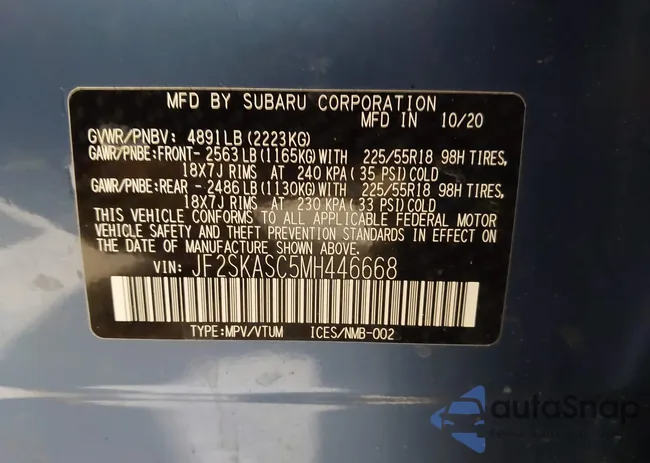 JF2SKASC5MH446668: 43595422