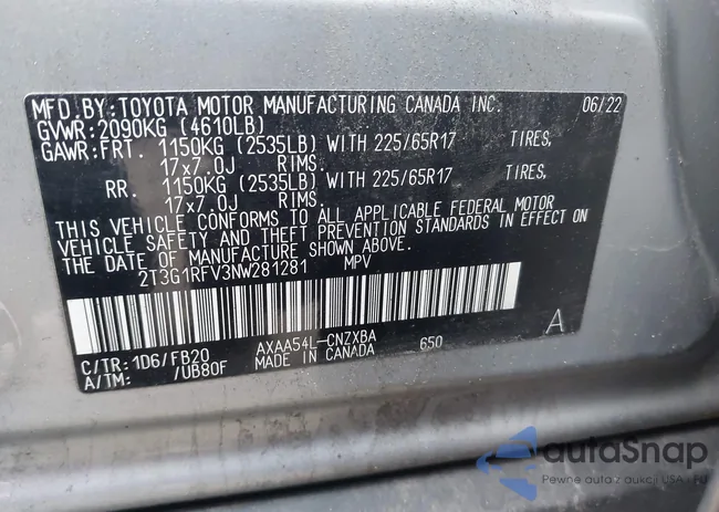 2T3G1RFV3NW281281: 43595436