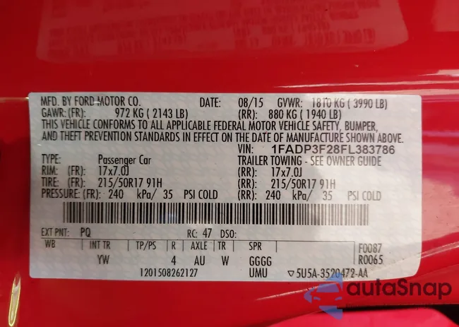 1FADP3F28FL383786: 43595466